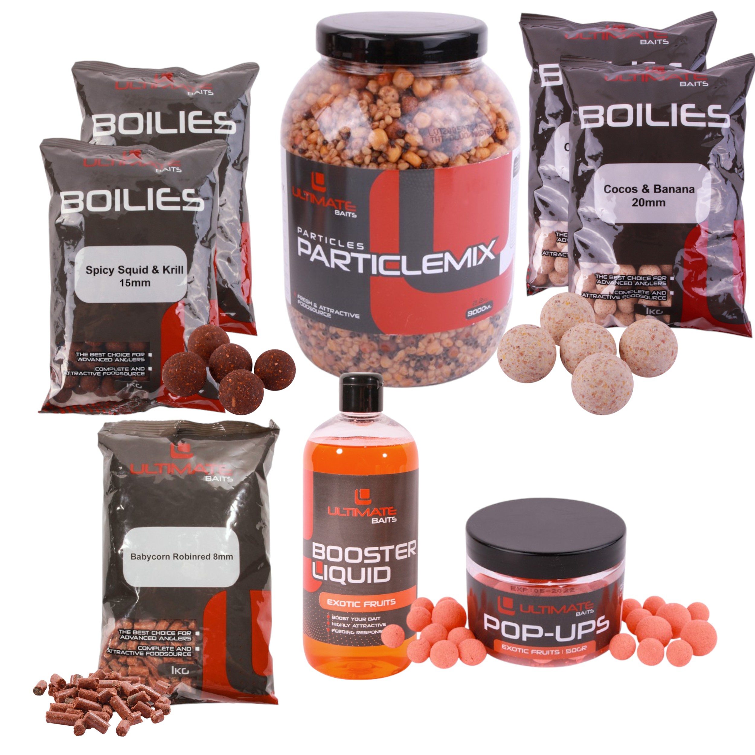 Ultimate Baits Carp Partículas/Boilies Weekend Pack