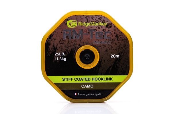 RidgeMonkey RM-Tec Stiff Hooklink con Revestimiento - Camo