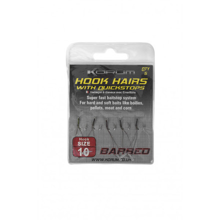 Korum Barbed Hook Hairs With Quickstops (5pcs)