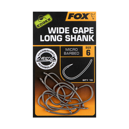 Fox Edges Armapoint Super Wide Gape Long Shank Anzuelo para Carpa (10 piezas)