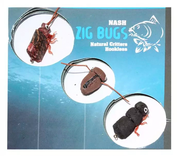 XPR Caja de Aparejos para Carpa llena con equipo de marcas reconocidas - Nash Zig Bugs Natural Critters Hookless