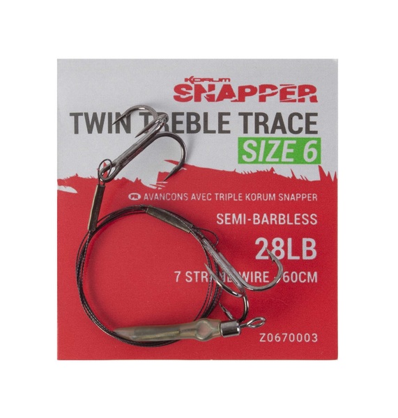 Korum Snapper Twin Treble Traces 1x7