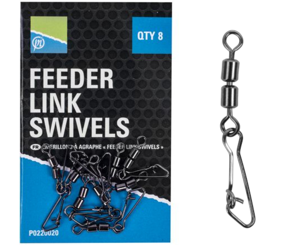 Preston Double Feeder Link Swivels, 8 piezas