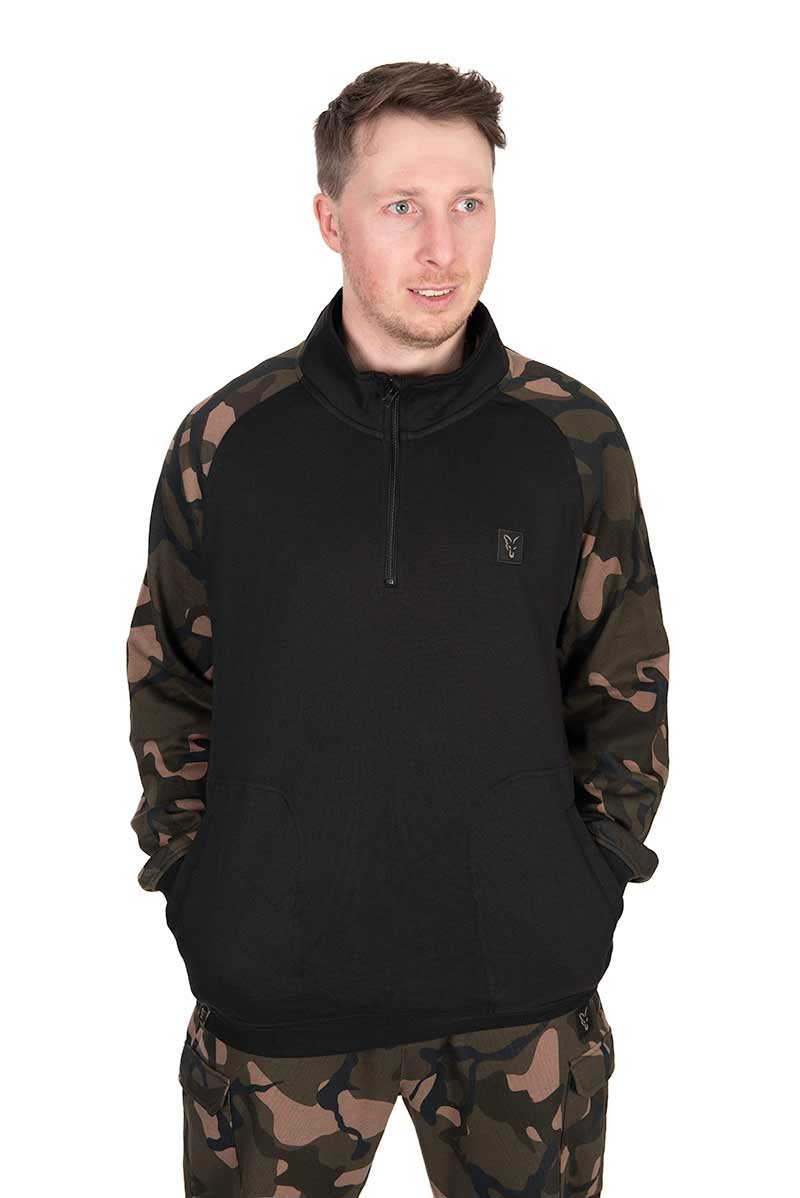 Fox LW Black/Camo QTR Zip Sweater de Pesca