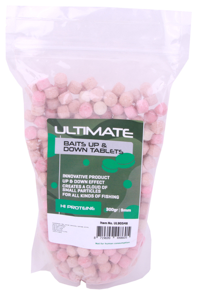 Ultimate Baits Up & Down Tablets 9mm, libera fragancias, colores y sabores bajo el agua - Hi Proteïne 9mm