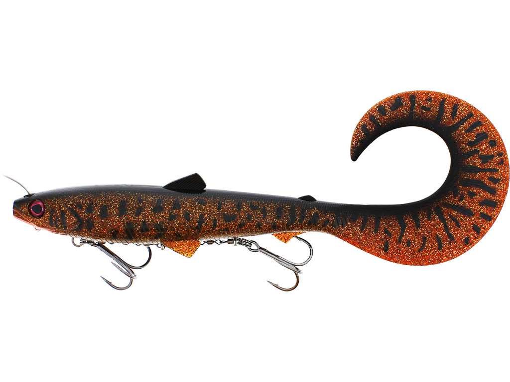 Westin Bullteez Curltail Inline 33 cm (230 g) Softbait Hundimiento - Motoroil Burbot