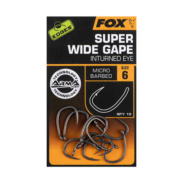 Fox Edges Armapoint Super Wide Gape Inturned Eye Anzuelo para Carpa (10 piezas)