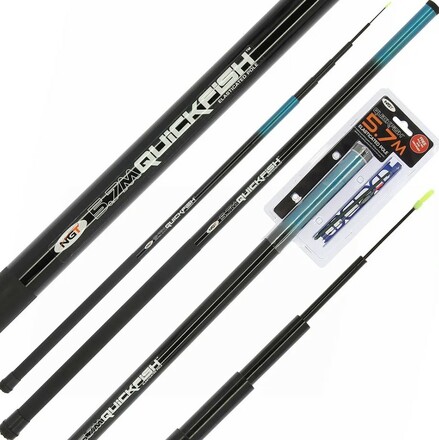 NGT Quickfish Combo Caña Fija Elástica 5.7 m (con aparejo y desenganchador)