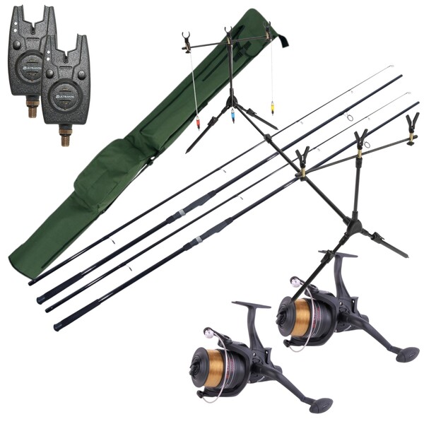 NGT Session Carp Set con cañas, carretes, alarmas de mordida, rod pod y funda