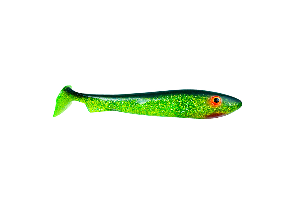 Svartzonker McRubber Offset Shad 19 cm (2 pzas.) - Black'n Chartreuse