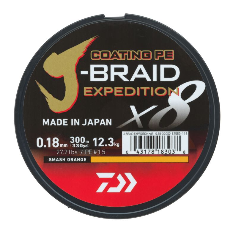 Daiwa J-Braid Expedition X8E Línea Trenzada Smash Orange (300m)