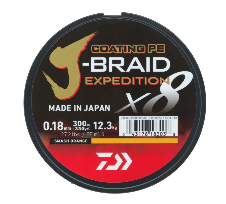 Daiwa J-Braid Expedition X8E Línea Trenzada Smash Orange (150 m)