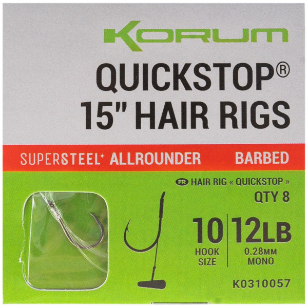 Korum Quickstop Barbed Hair Rigs, 8 piezas