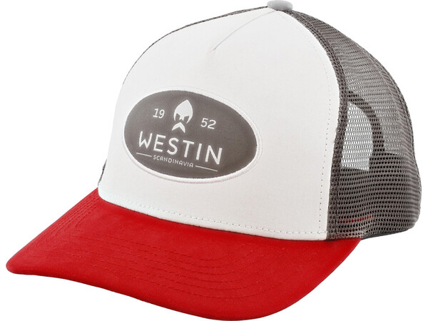 Westin W6 Classic Gorra de Pesca Talla Única Gris Plata/Rojo 