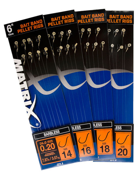 Matrix Bait Band Pellet Rigs Sin Barba Anzuelo Tamaño 20 (8 piezas)