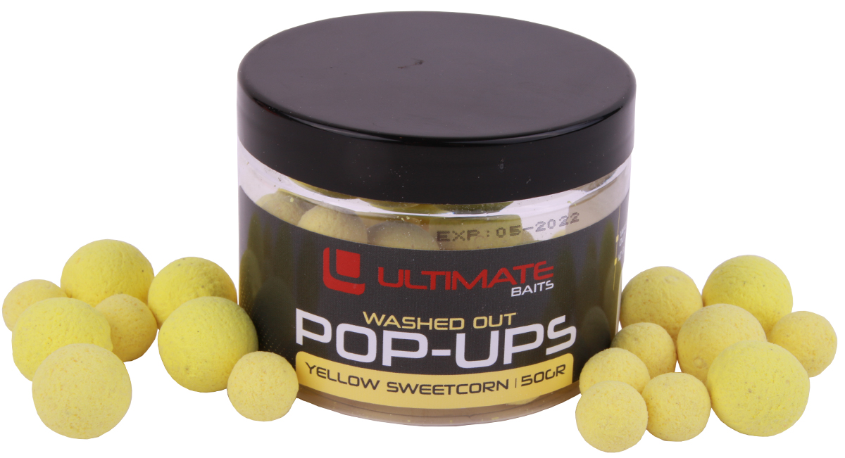 Ultimate Baits Washed Out Pop Ups 12+15mm - Yellow Sweetcorn
