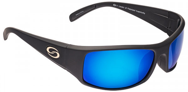 Strike King S11 Optics Gafas de Sol - Okeechobee Matte Black Frame / Multi Layer White Blue Mirror Gray Base Glasses