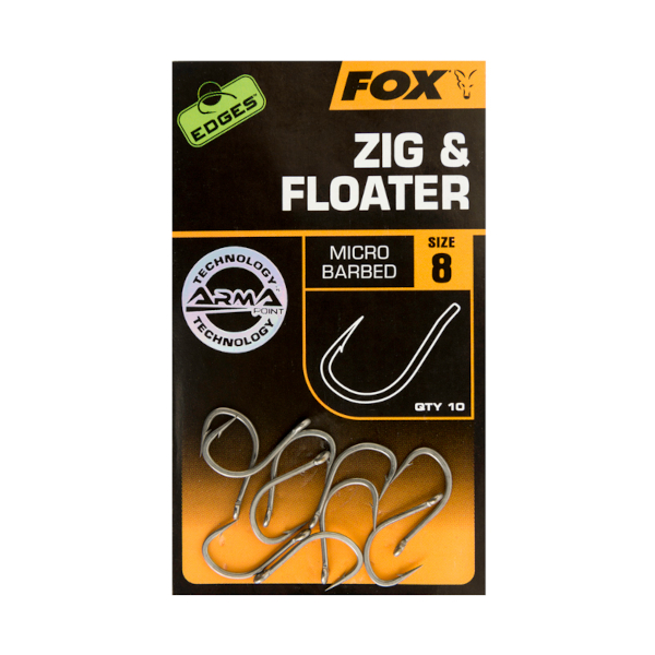Fox Edges Zig & Floater Hooks - Fox Edges Zig & Floater Anzuelo tamaño 8 Micro Barba