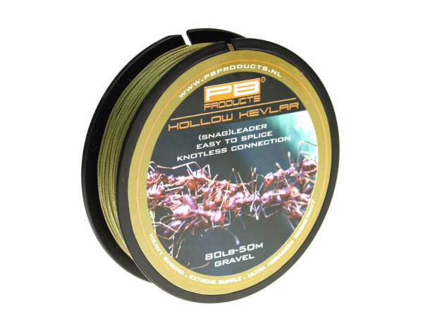 PB Products Hollow Kevlar Líder/Bajo de Línea 50m (80lb) - Gravel