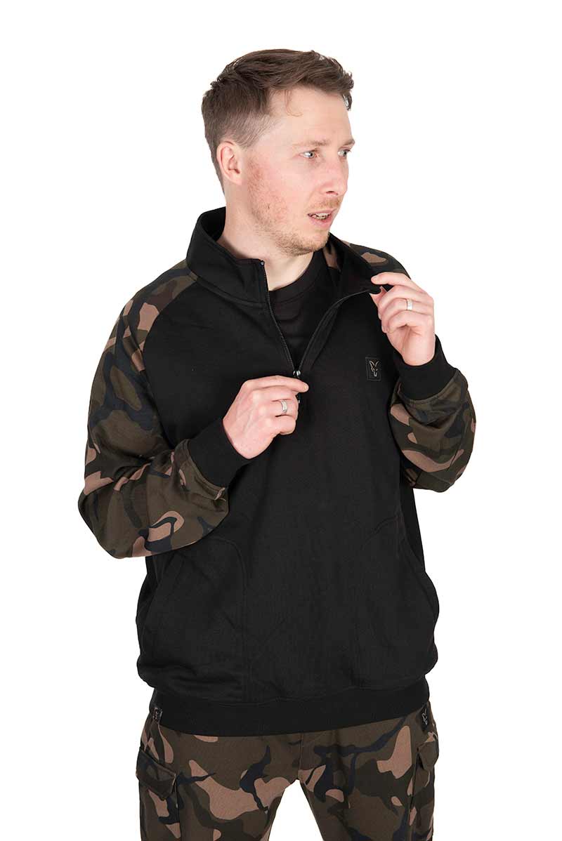 Fox LW Black/Camo QTR Zip Sweater de Pesca