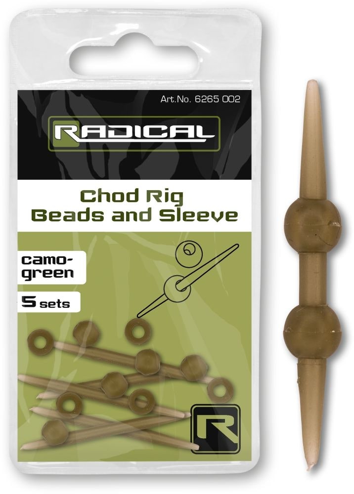 Radical Chod Rig Beads And Sleeve Camo-Green (10+5 piezas)
