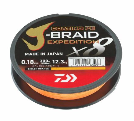 Daiwa J-Braid Expedition X8E Línea Trenzada Smash Orange (300m)