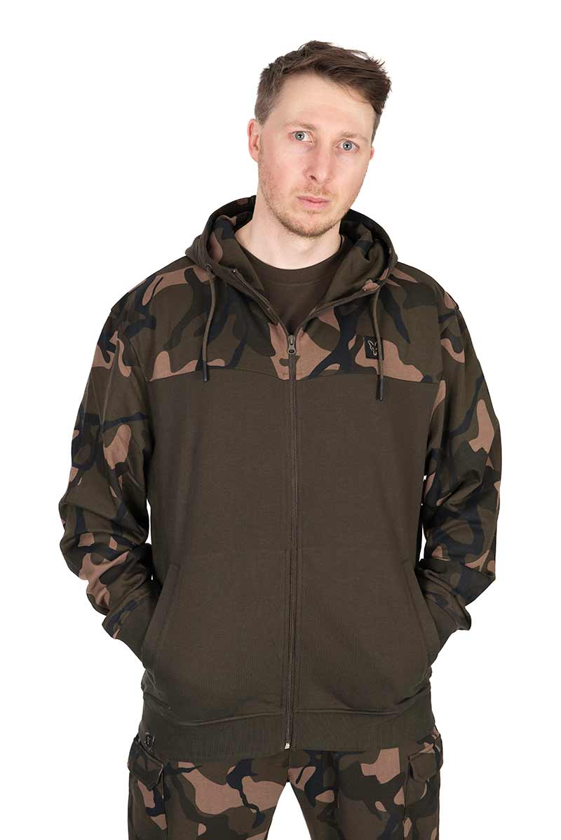 Fox LW Khaki/Camo Split Zip Hoody Sweater de Pesca