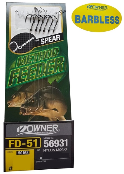 Owner 50168-FD51 Spear Feeder Bajo de Línea Barbless (10cm) (6 piezas)