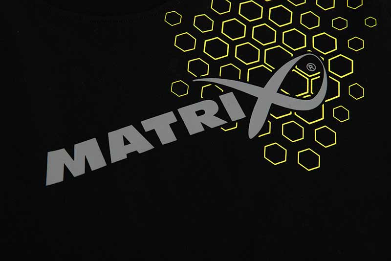 Matrix Camiseta Negra con Estampado de Hexágonos