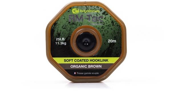 RidgeMonkey RM-Tec Hooklink con Revestimiento Blando - Organic Brown