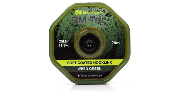 RidgeMonkey RM-Tec Hooklink con Revestimiento Blando - Weed Green
