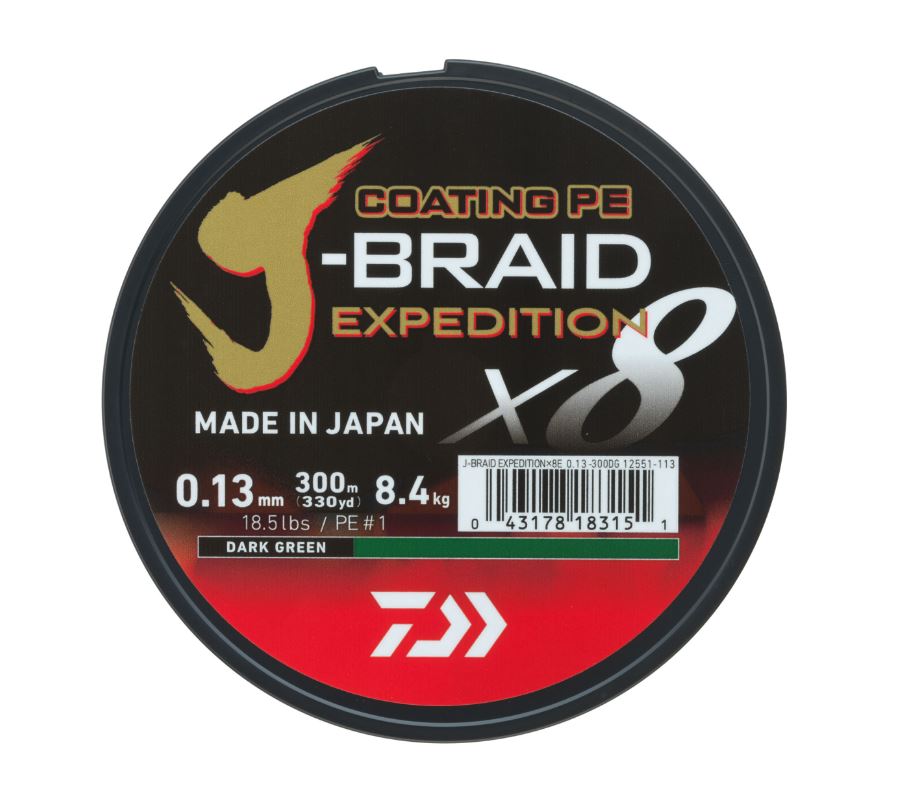 Daiwa J-Braid Expedition X8E Línea Trenzada Dark Green (150 m)