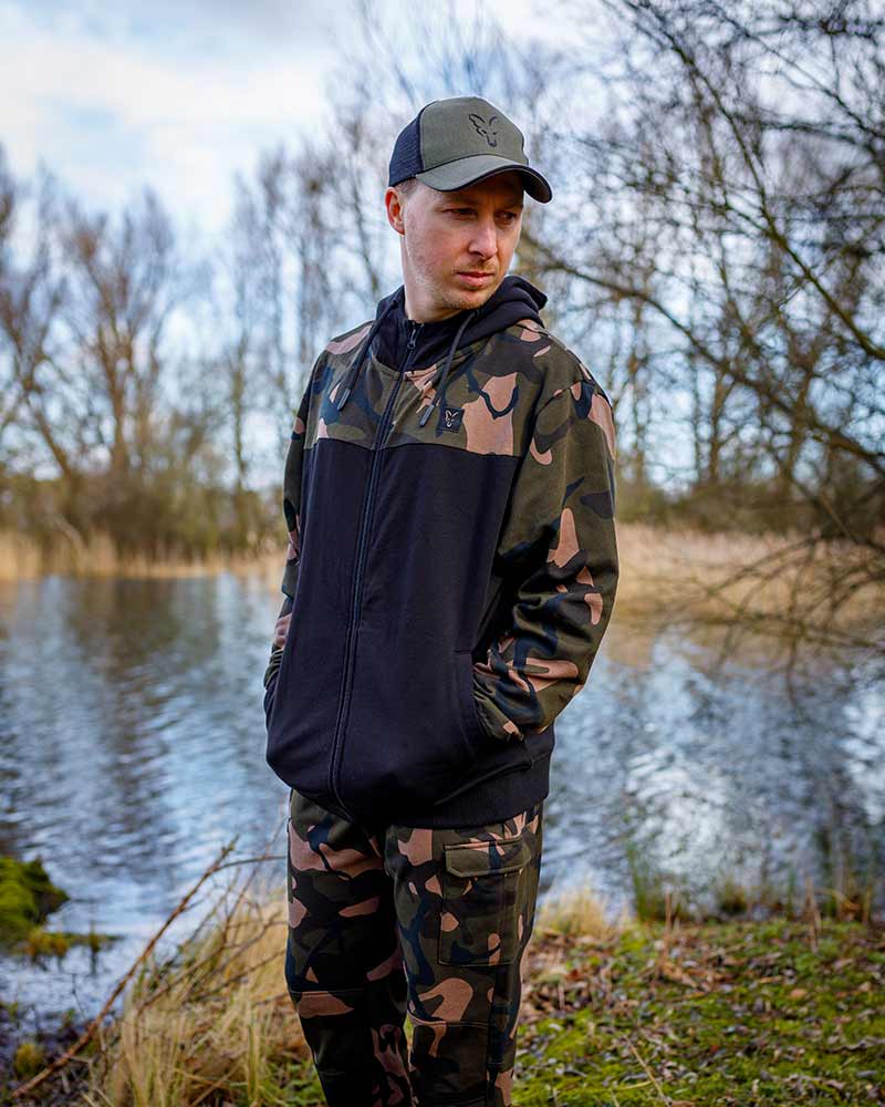 Fox LW Black/Camo Split Hoody con Cremallera