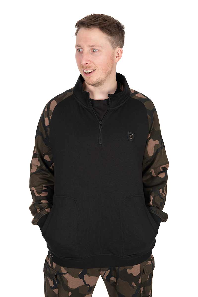 Fox LW Black/Camo QTR Zip Sweater de Pesca