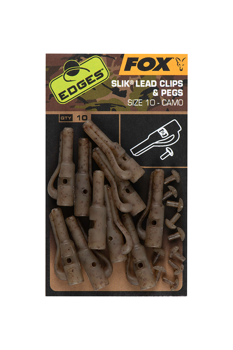Fox Edges Camo Silk Lead Clip + Pegs Tamaño 10 (10 piezas)