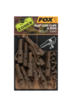 Fox Edges Camo Silk Lead Clip + Pegs Tamaño 10 (10 piezas)