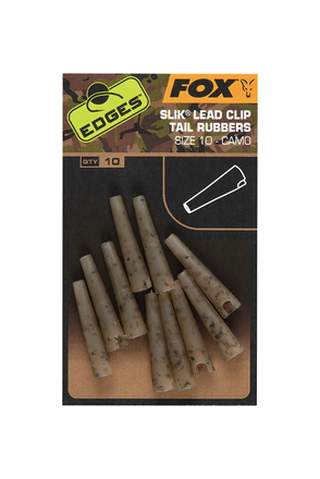 Fox Edges Camo Silk Lead Clip Tail Rubbers Tamaño 10 (10 piezas)