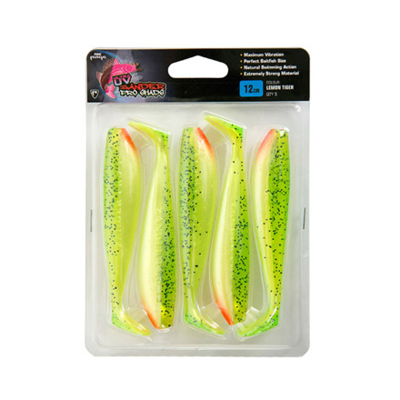 Fox Rage Zander Pro Shad Lemon Tiger Ultra UV Paquete 5pzs