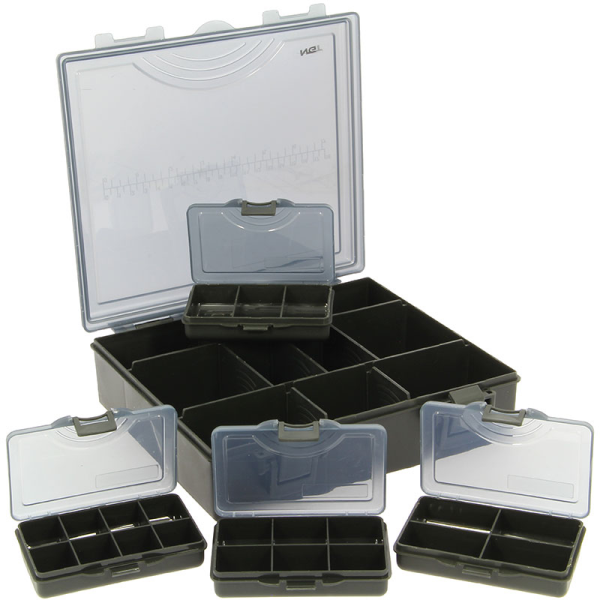 NGT Set de Caja de Aparejos, ideal para el almacenamiento de material pequeño - NGT Sistema de Cajas de Aparejos 4 + 1