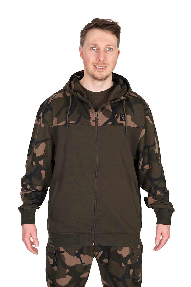 Fox LW Khaki/Camo Split Zip Hoody Sweater de Pesca