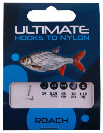 Ultimate anzuelo a nylon roach tamaño 14 0,14mm 45cm 10pcs