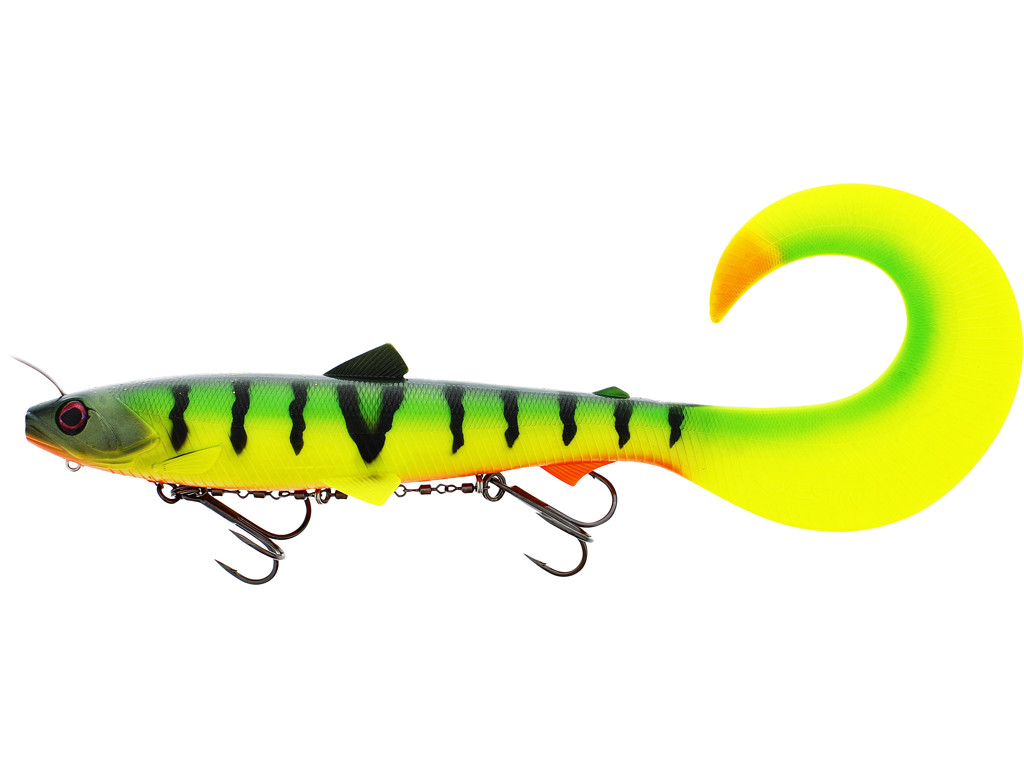 Westin Bullteez Curltail Inline 33 cm (230 g) Softbait Hundimiento - Tiger Perch