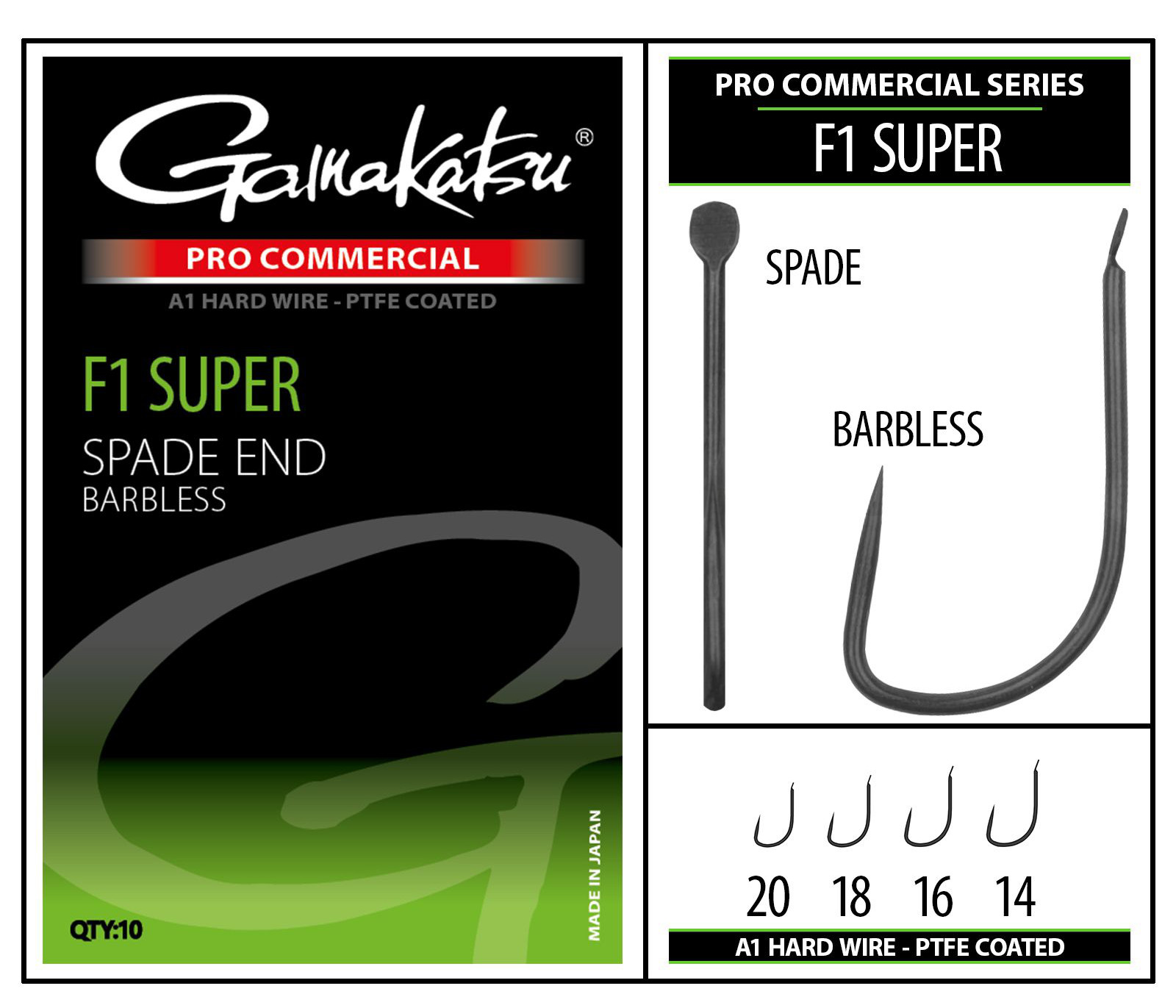 Gamakatsu Pro-C F1 Super Spade A1 PTFE BL Anzuelo para Pez Blanco (10 pcs)