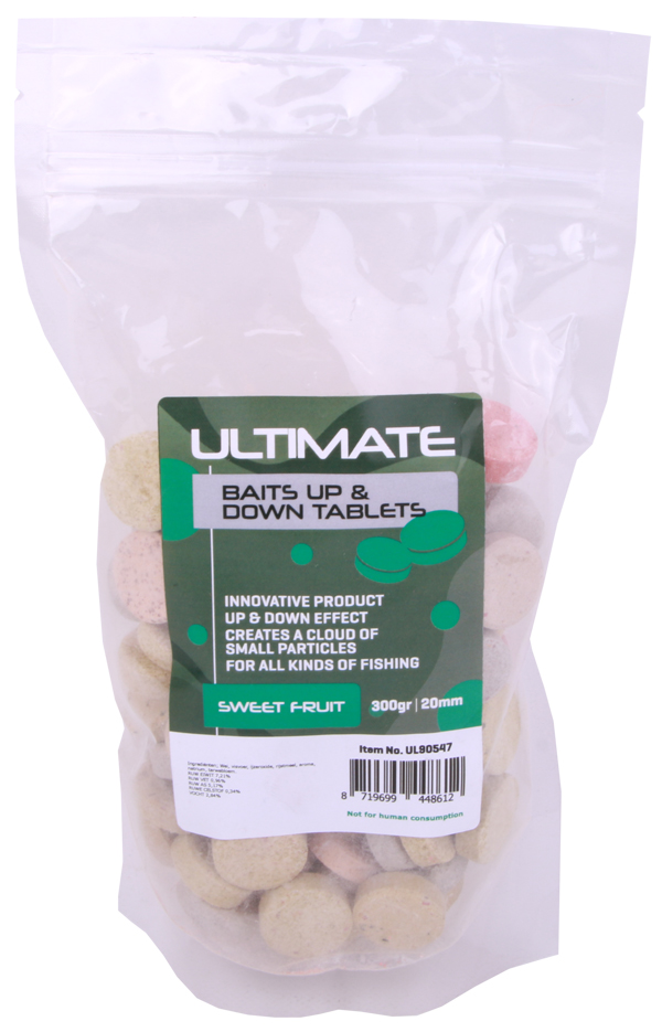 Ultimate Baits Up & Down Tablets 20mm, libera fragancias, colores y sabores bajo el agua - Sweet Fruit 20mm