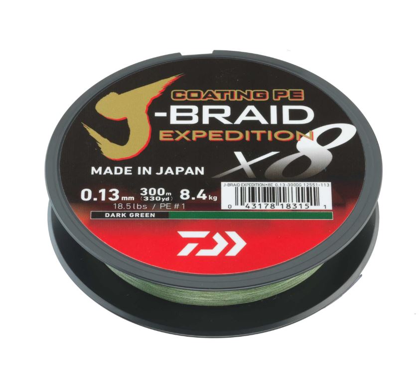 Daiwa J-Braid Expedition X8E Línea Trenzada Dark Green (150 m)