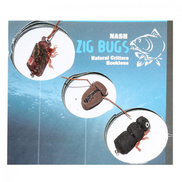 Caja de Aparejos para Carpa llena con aparejos de Nash, Rod Hutchinson, Ultimate y mas! - Nash Zig Bugs Natural Critters sin Anzuelo