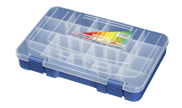 Panaro Caja de Aparejos Azul con Tapa Transparente - 195, 1-20 compartimentos 276x188xH45 mm
