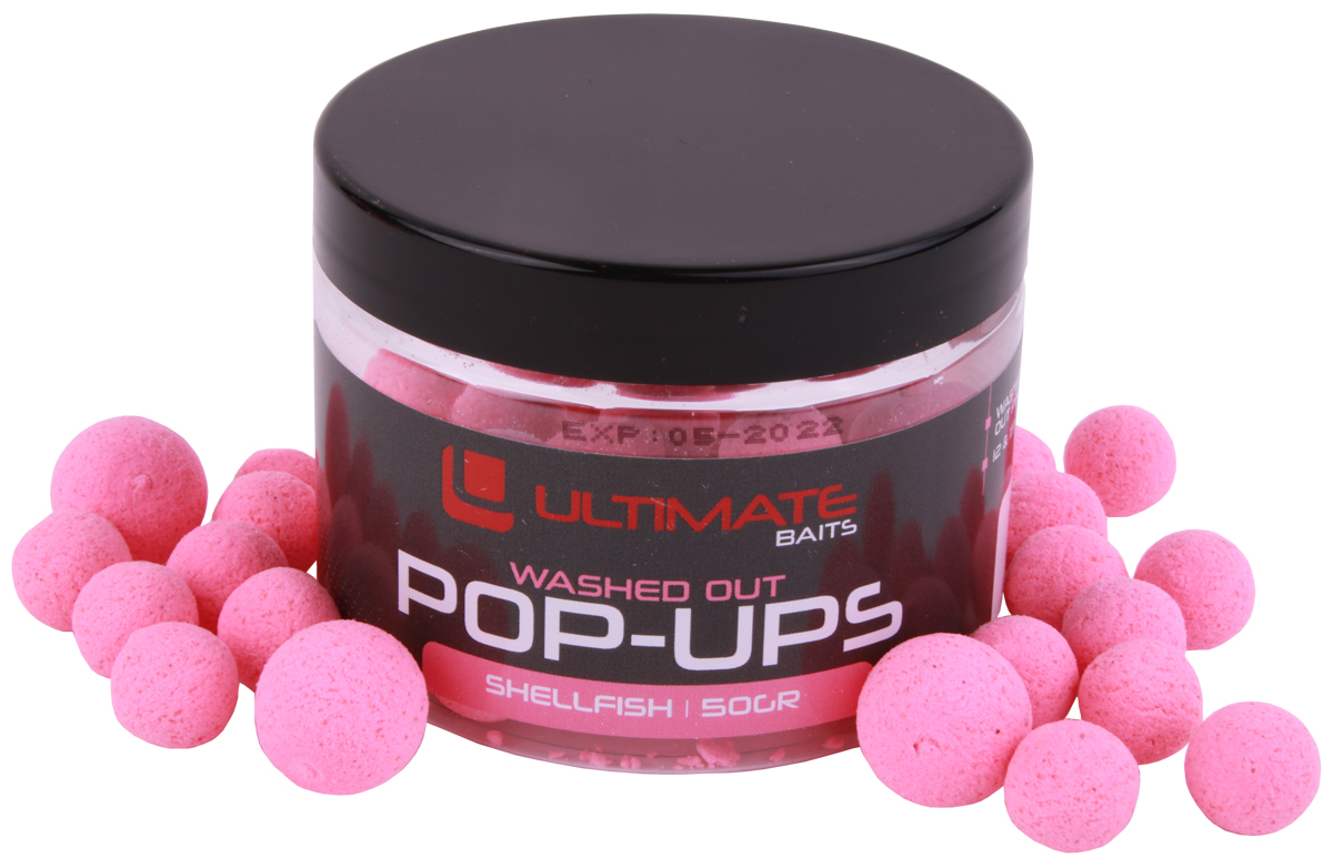 Ultimate Baits Washed Out Pop Ups 12+15mm - Pink Shellfish