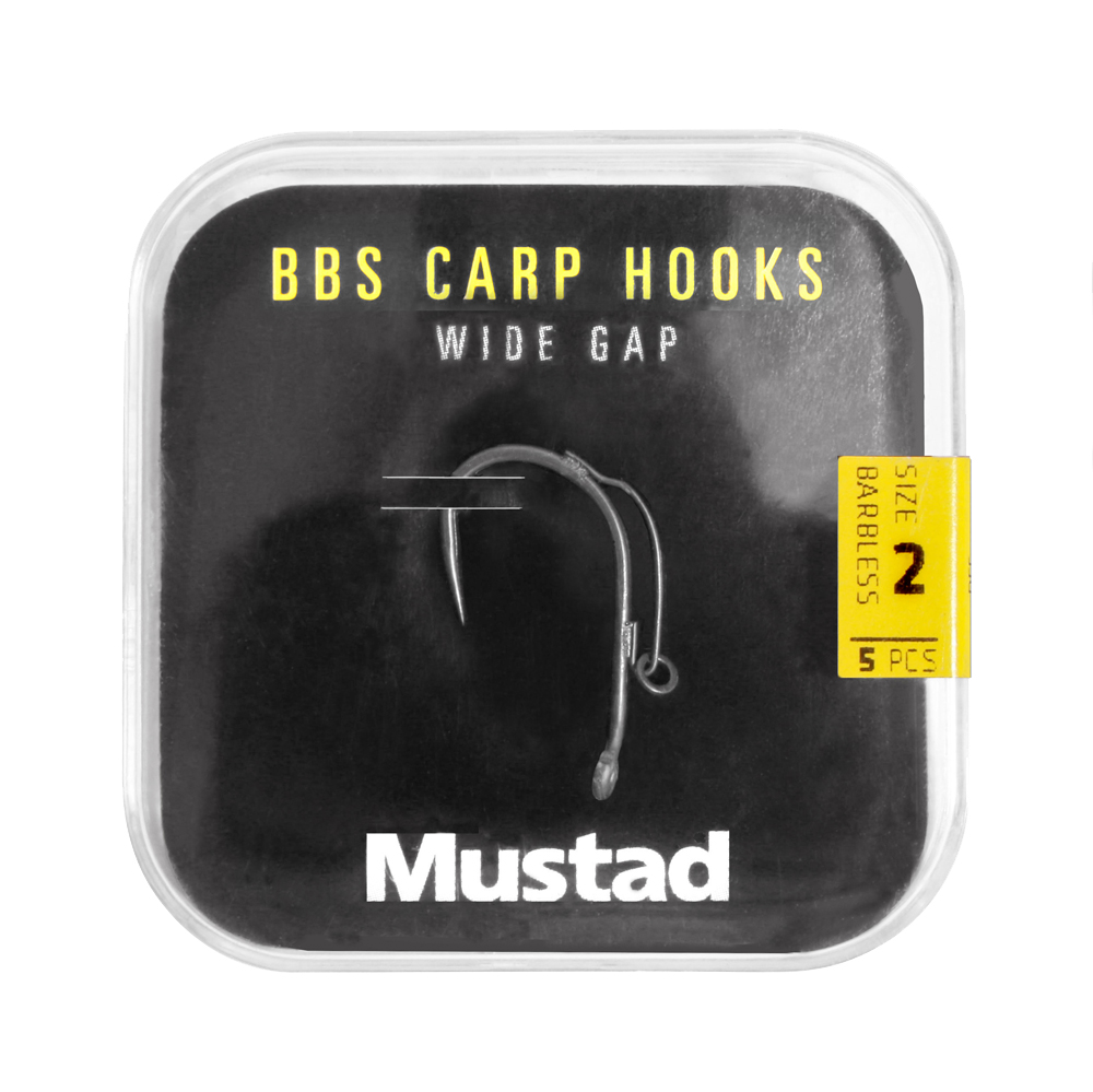 Mustad BBS 30 Carp Hooks Barbless Pack Anzuelos para Carpa (6 paquetes + Multi Box)