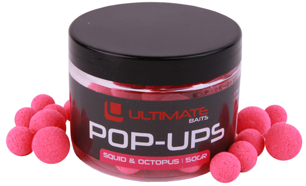 Ultimate Baits Fluo Pop Ups 12+15mm - Rosa Calamar & Pulpo